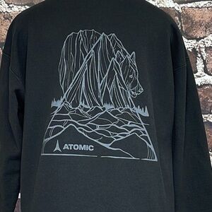 ATOMIC Sweatshirt Graphic Print Bear Mountain Black Gray Medium